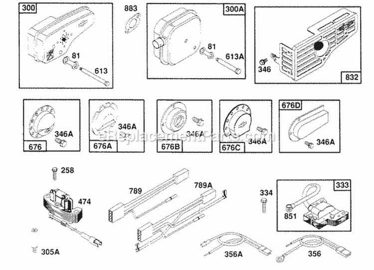 MufflersDeflectorsElect Diagram and Parts List for  Briggs and Stratton